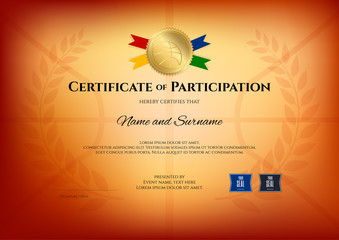 Certificate template in basketball sport theme with basketball theme color background, Diploma design