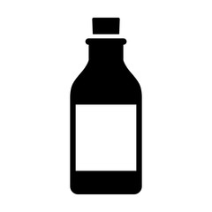 Vintage glass bottle with cork stopper flat vector icon for apps and websites