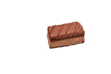 Chocolate cake on white background