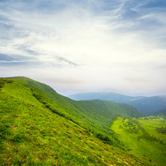 green mountain landscape at the evening
