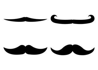 Set of Moustache Icon and Label. Father's Day. Flat style. Vector illustration
