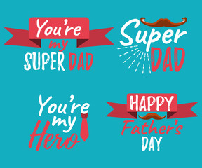 Set of Happy Father's Day banner and giftcard. Best Dad Poster Sign on Background. Vector Illustration