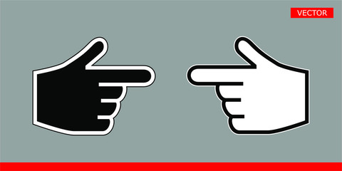 Black and white hand cursor icon signs vector illustration set