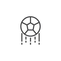 Soccer ball kicked outline icon. linear style sign for mobile concept and web design. Football ball simple line vector icon. Symbol, logo illustration. Pixel perfect vector graphics