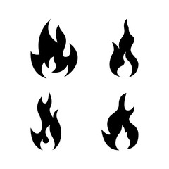 Fire flame icon set. Black icon isolated on white background. Fire flame silhouette. Simple icon. Web site page and mobile app design vector element