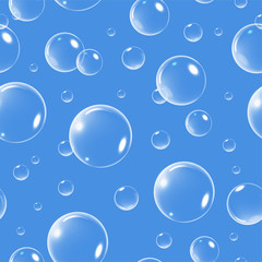 Vector illustration of Seamless pattern of white bubble on blue background