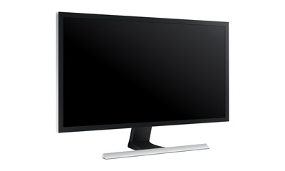 Monitor mockup isolated on white background - side view. Vector illustration