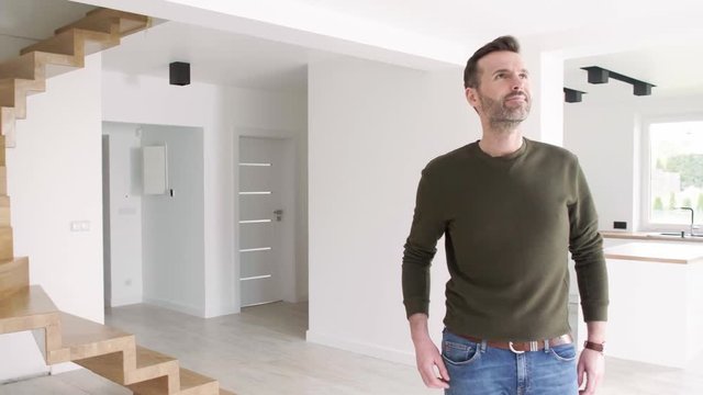 Man watching his new apartment