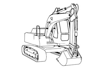 sketch of an excavator vector