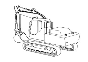 sketch of an excavator vector