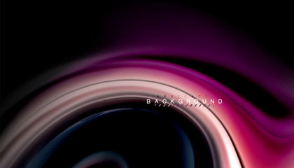Abstract wave lines fluid rainbow style color stripes on black background