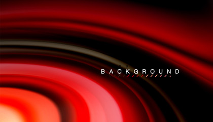 Abstract wave lines fluid rainbow style color stripes on black background