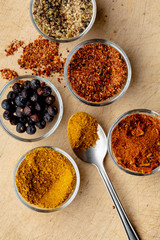 Spices in bowls
