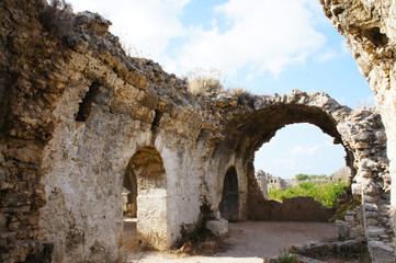 Ancient stone ruins in Side, Turkey