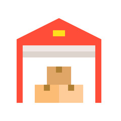 Warehouse flat icon, delivery and logistic related