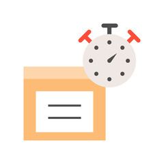 Stopwatch and parcel box, Flat icon estimate shipping and delivery time service
