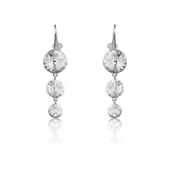 Pair of diamond earrings isolated on white