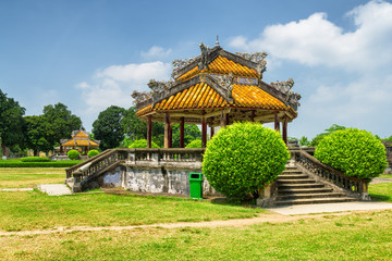 Amazing view of traditional Vietnamese pavilions in Hue, Vietnam