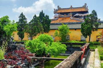 Scenic garden and old buildings at the Purple Forbidden City