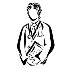 Doctor with a stethocoque and documents in his hands