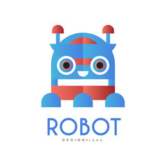 Robot logo, design element for company identity, technology or computer related services vector Illustration on a white background