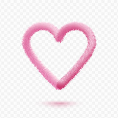 Vector illustration on fur heart pink symbol isolated on transparent background. Design element ready to use.