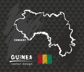 Map of Guinea, Chalk sketch vector illustration
