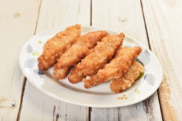 Taiwanese street food - Fried spanish mackerel fillets.
