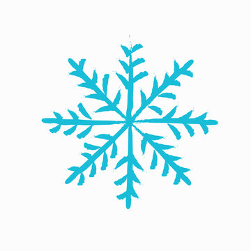 
Vector blue brush painted snowflake symbol on transparent background.