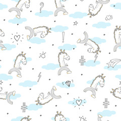 Fototapeta premium cute unicorn vector pattern