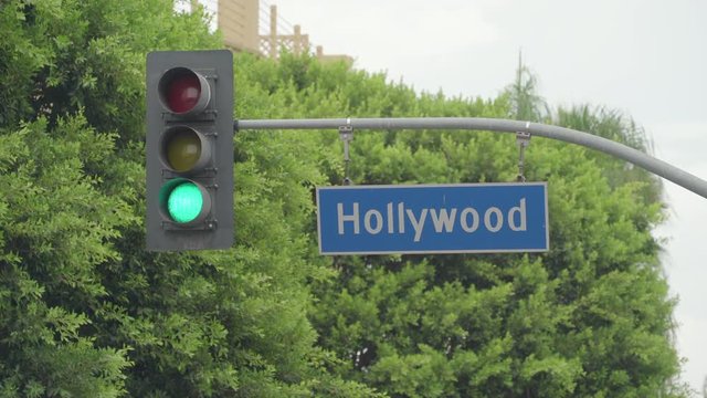 Hollywood blvd street sign - August 2017: Los Angeles California, US
