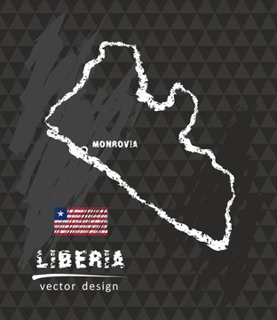 Map of Liberia, Chalk sketch vector illustration