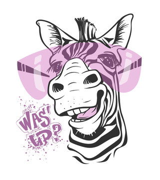print with zebra images and text, t-shirt design