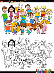 Obraz na płótnie Canvas children characters group coloring book