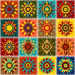 Fototapeta na wymiar quilt patchwork background with mandala ethnic style