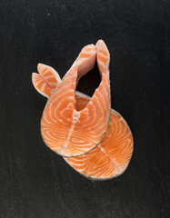 Raw Salmon Steak Top View