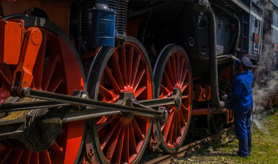 Steam locomotive with operator