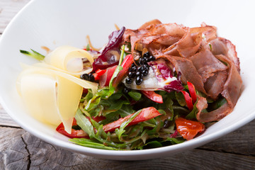 Beef and cheese mixed salad