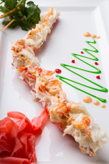 Fresh crab leg served with ginger