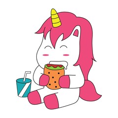 unicorn eating hamburger