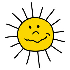 The hand drawing of a funny sun