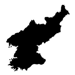 Fototapeta premium black silhouette country borders map of North Korea on white background. Contour of state. Vector illustration