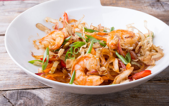 Asian seafood rice noodles