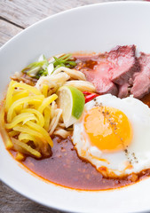 Traditional ramen soup