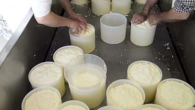 In the cheese factory, during the preparation of the ricotta cheese with fresh milk
