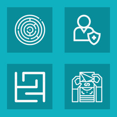 Set of 4 business outline icons