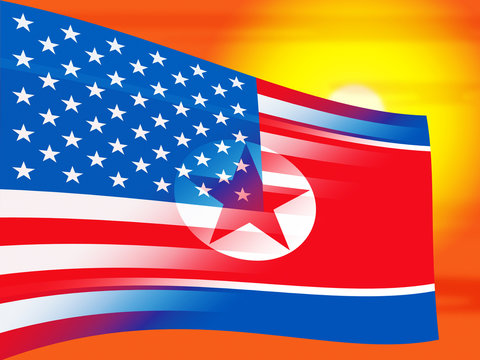 North Korea And United States Trade Threat 3d Illustration