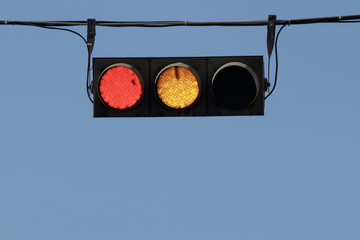 red and yellow traffic light sign