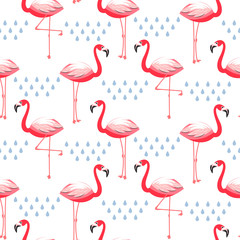 Naadloze vector patroon met flamingo roze vogel.