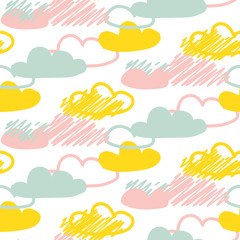 Clouds seamless vector baby pattern.